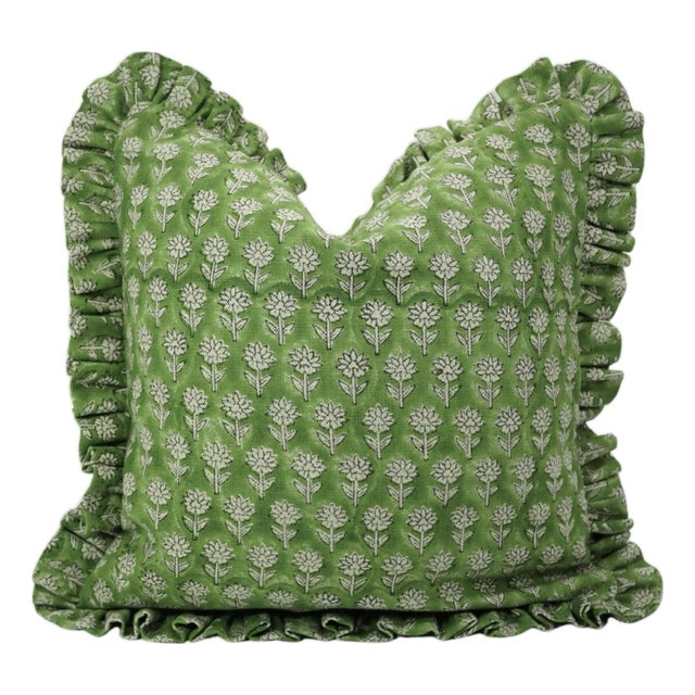 Fabdivine Ruffle Throw Pillow Pankhudi Print Decorative Accent Cushion for Sofa, Bed & Chair-14x20 For Sale