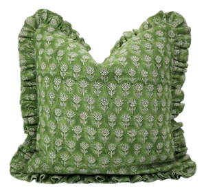 Fabdivine Ruffle Throw Pillow Pankhudi Print Decorative Accent Cushion for Sofa, Bed & Chair-14x20