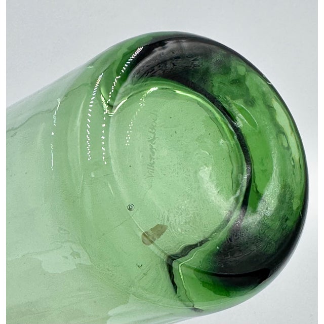 1970s Villeroy & Boch Green Optic Ribbed Tapered Fluted Glass Bud Vase For Sale - Image 5 of 8
