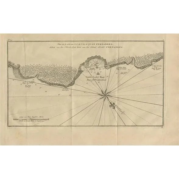 Antique Map of Juan Fernandez Island and Cumberland Bay, Chile, 1749 For Sale - Image 6 of 6