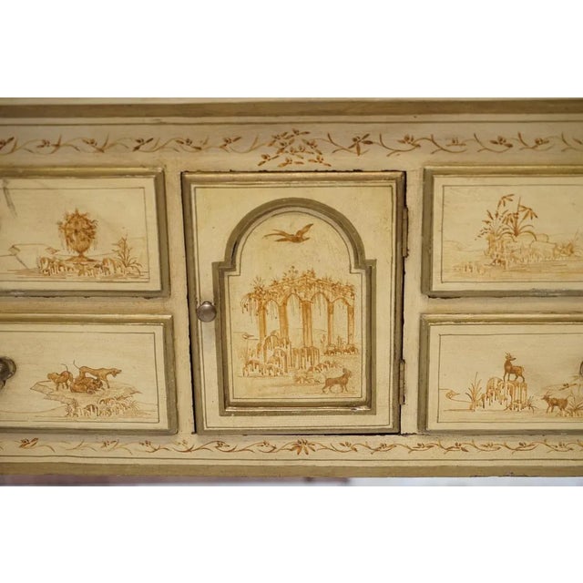 Chinese Chippendale Style Sideboard with Chinoiserie Marble Top For Sale - Image 6 of 18