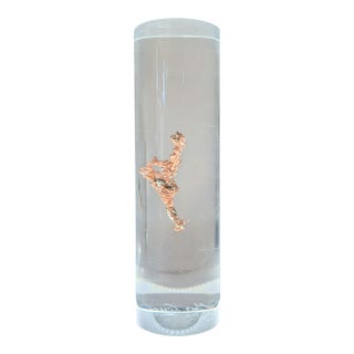 Arthur Court Lucite Cylinder With Copper For Sale
