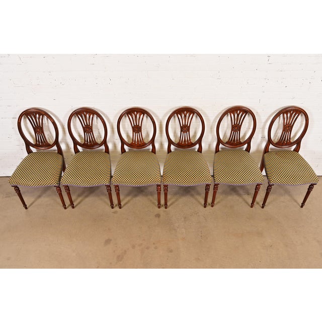 Late 20th Century French Regency Louis XVI Carved Mahogany Dining Chairs by Bevan Funnell, Set of Six For Sale - Image 5 of 13