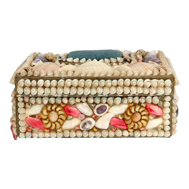 French Seaside Souvenir Shell Box For Sale