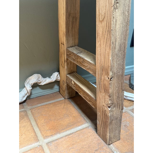 Brown Handcrafted Reclaimed Wood Console Table For Sale - Image 8 of 9