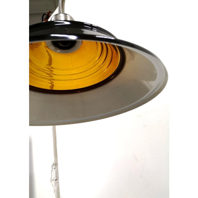 Mid-Century Nickel-Plated Floor Lamp with Amber Glass Head, 1970s For Sale - Image 4 of 8