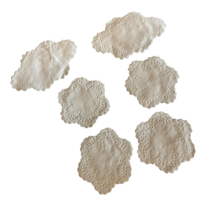 Set of 6 Vintage Coasters Doilies White Cotton Farmhouse French Country English Cottage Coastal