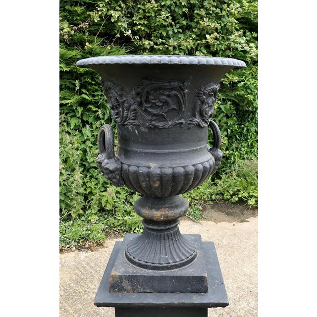 Large Cast Iron Urn, 1920 For Sale - Image 4 of 12