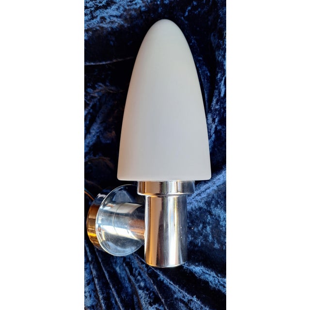 Vintage Wall Lamp with Chrome-Plated Frame and Opaque White Glass Shade, 1990s For Sale - Image 6 of 7