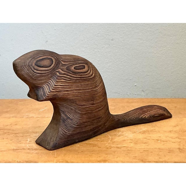 Vintage Carved Wood Beaver Sculpture For Sale - Image 11 of 16