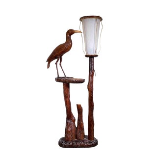 Vintage Wooden Lamp with Bird by Aldo Tura, Italy, 1950s For Sale
