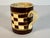 Art Nouveau Antique Child's Mochaware Mug: Checkerboard Yellowware, Austrian 19th Century For Sale - Image 3 of 10