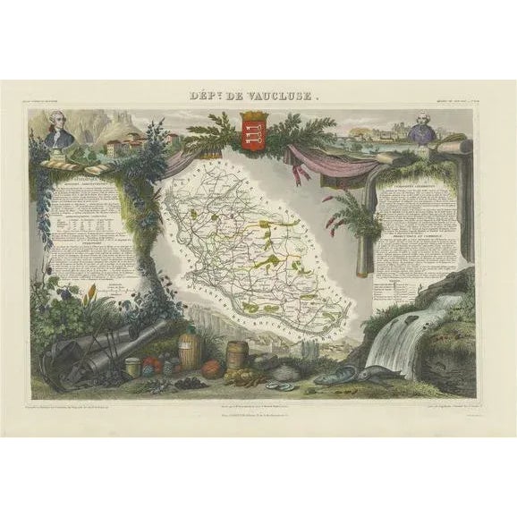 Beige Map of Vaucluse, 1852 For Sale - Image 8 of 8