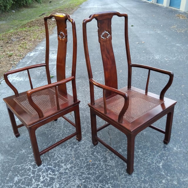 Mid 20th Century Henredon Pan Asian Dining Arm Chairs a Pair Chairish