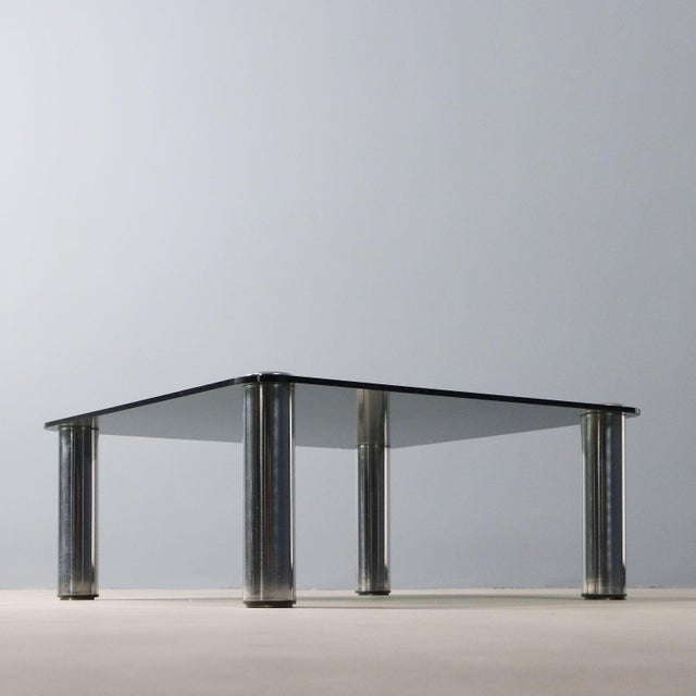 Metal Vintage Coffee Table in Chromed Metal and Glass, Italy, 1960s-1970s For Sale - Image 7 of 8