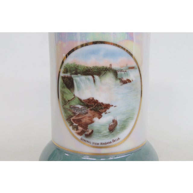German Lusterware Niagara Falls Decal Bud Vase Ceramic Iridescent Finish 5045b For Sale - Image 11 of 11