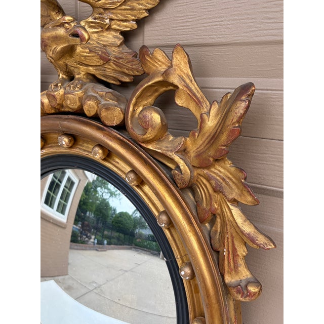 Antique 19th Century American Federal Giltwood Eagle Bullseye Convex Mirror For Sale In South Bend - Image 6 of 13