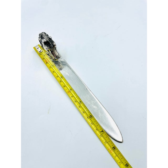 Metal Mid 20th Century Reed & Barton Equine Sterling Silver Plate Letter Opener With Horse Head Handle For Sale - Image 7 of 10