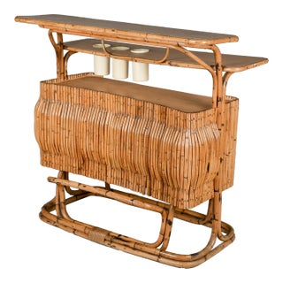 Mid-Century Modern Rattan Tiki Bar, Hand-Crafted, Italy, Circa 1960s For Sale