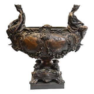 French Monumental Bronze Bowl Centerpiece from Lerolle Freres For Sale