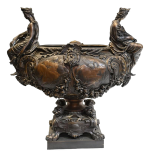 French Monumental Bronze Bowl Centerpiece from Lerolle Freres