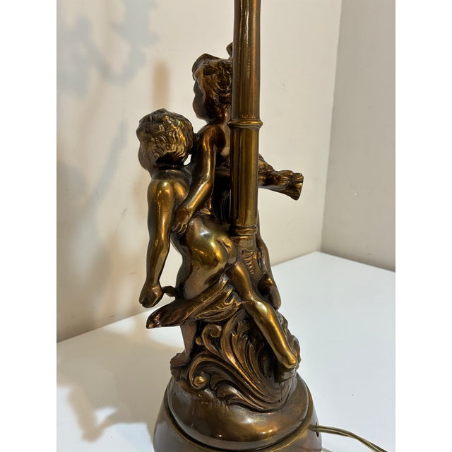 Vintage Rococo Cherub Figural Table Lamp — Hollywood Regency — Classical Putti Lighting For Sale In Philadelphia - Image 6 of 10
