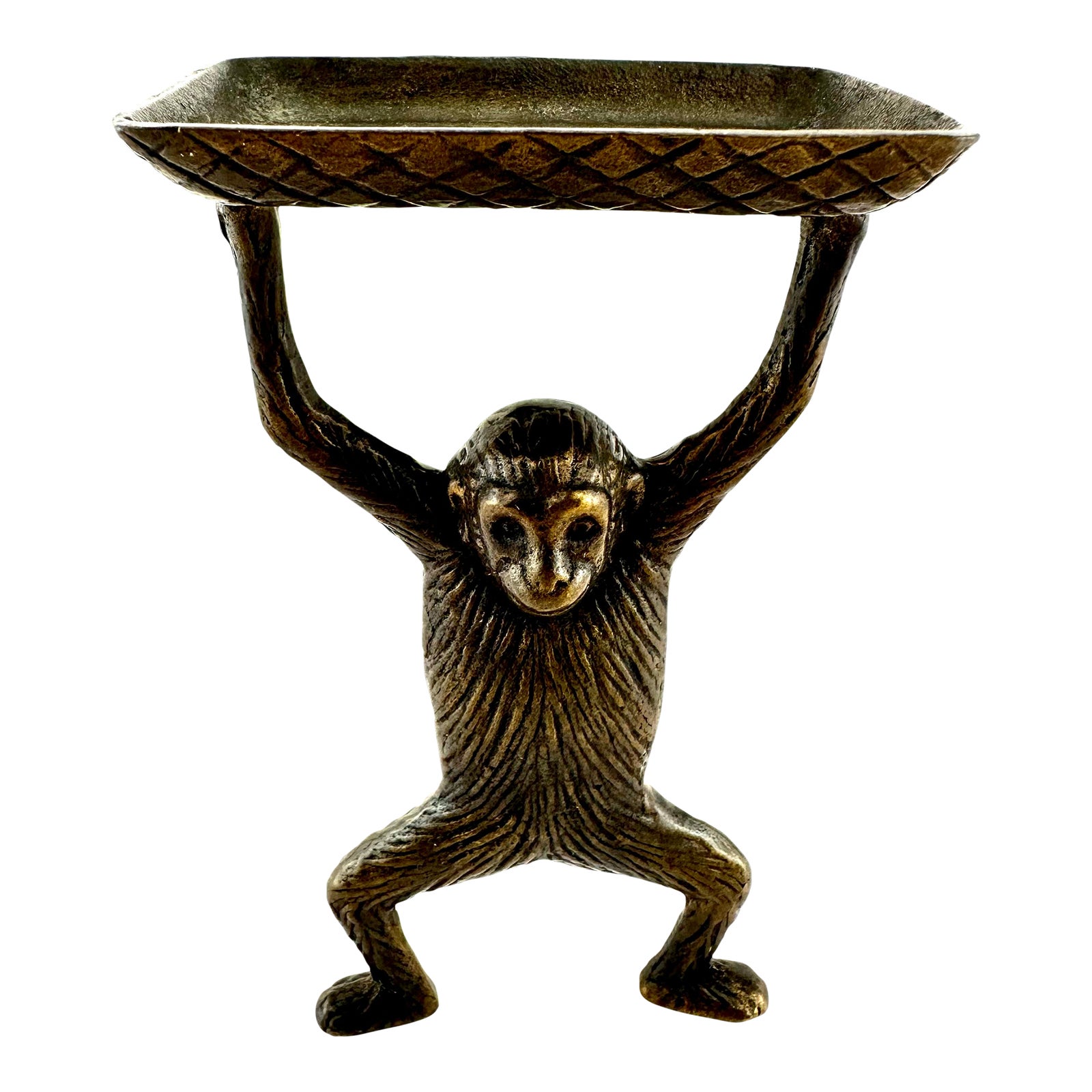 Vintage Metal Brass Monkey Card Holder Chairish