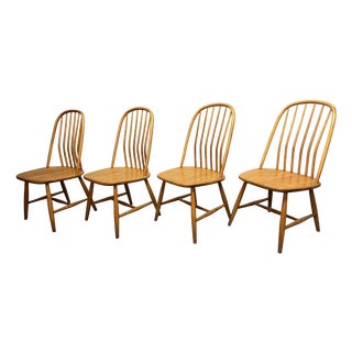 Mid-Century Spindle Back Dining Chairs by Bengt Akerblom and Gunnar Eklöf for Nässjö Stolfabrik, Sweden, 1950s, Set of 4 For Sale