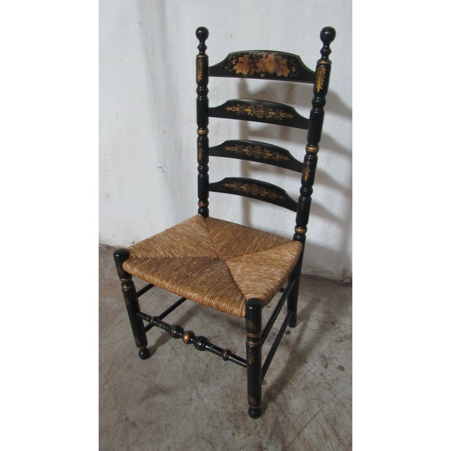 Item: Hitchcock Chair Details: Windsor Style Rush Seat Nice Design Farmhouse Signed Hitchcock Measurements: 22" wide,...
