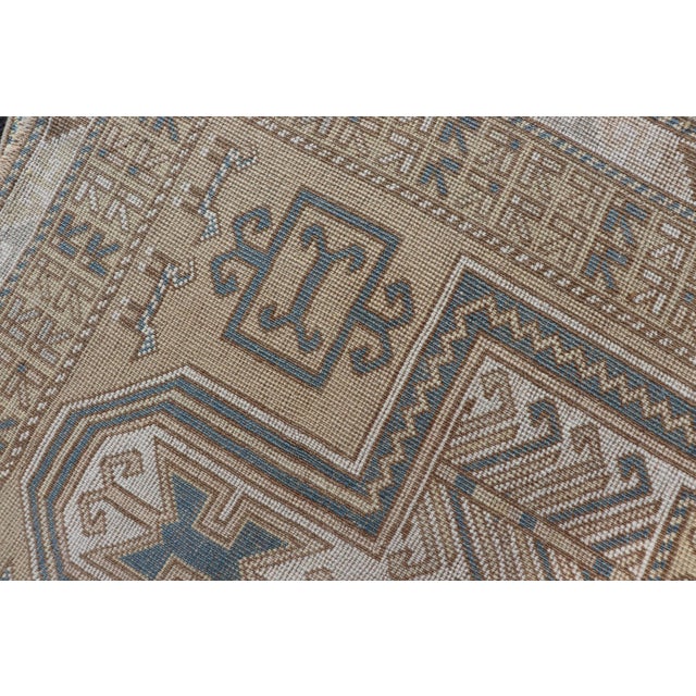 Vintage Turkish Medallion Oushak Rug in Blue, Mocha, and Taupe Measures 3'5"x5'8" For Sale - Image 10 of 10