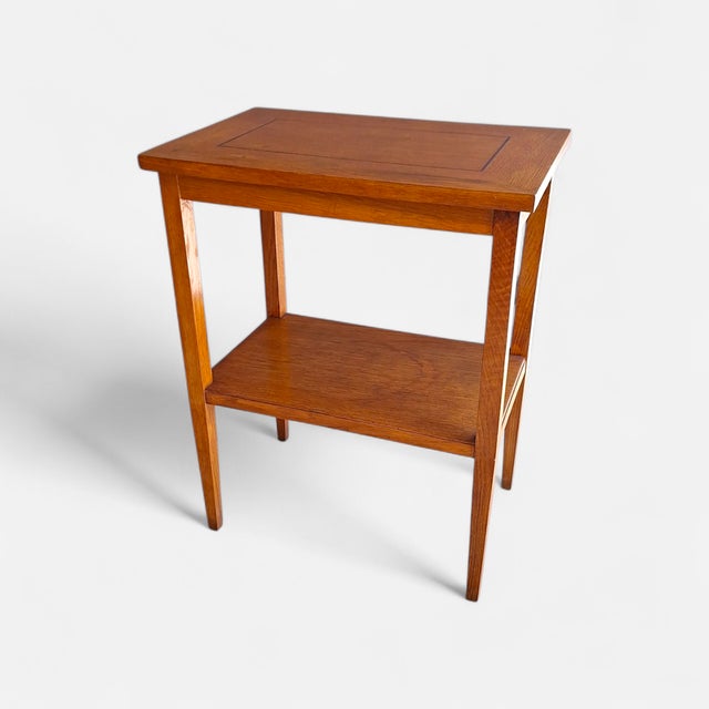 Wood Oak 2-Tier Side Table, Italy, 1940s For Sale - Image 7 of 7