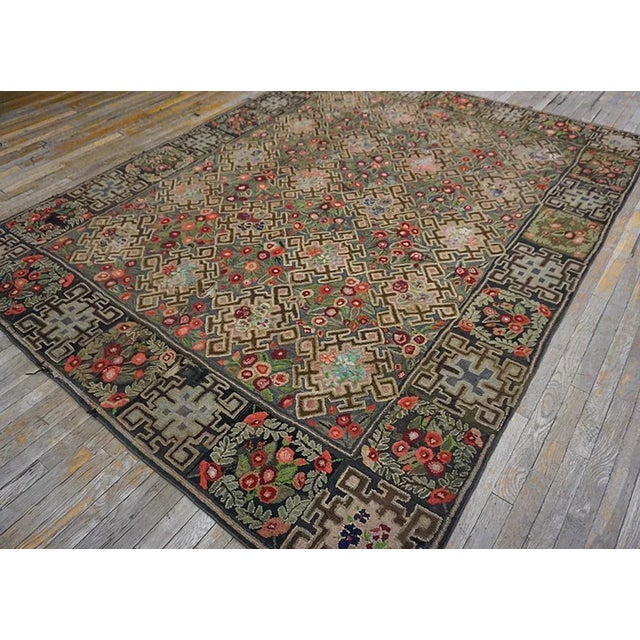 Early 20th Century American Hooked Rug 7' 3" x 9' For Sale - Image 10 of 12