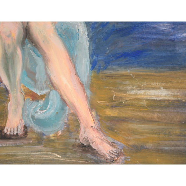 1960s Woman in a Blue Chair, Mid Century Nude Figure Painting by Genevieve Rogers For Sale - Image 5 of 5