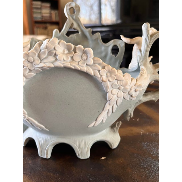 Antique Bisque Planter With Cherub Flower Design For Sale - Image 9 of 11