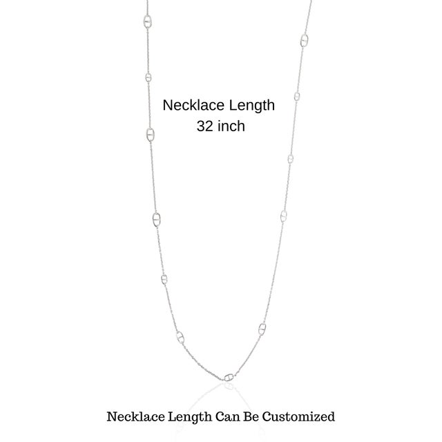 Contemporary Sterling Silver Minimalist 32 Inch Anchor Link Long Chain Necklace - Unisex For Sale - Image 11 of 13