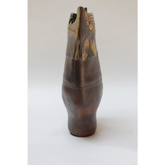 Vintage Studio Stoneware Sculptural Vase For Sale - Image 4 of 13