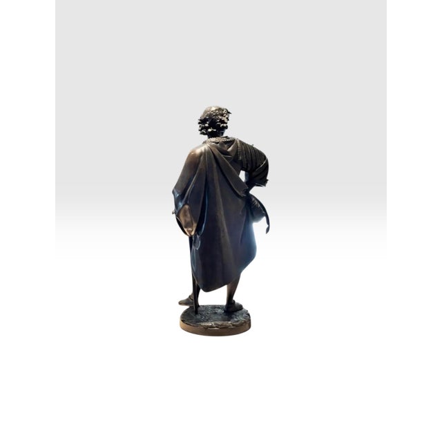Antique 25” Signed 19th Century French Bronze Sculpture the Landsknecht Cavalier by Albert-Ernest Carrier Belleuse For Sale - Image 9 of 12