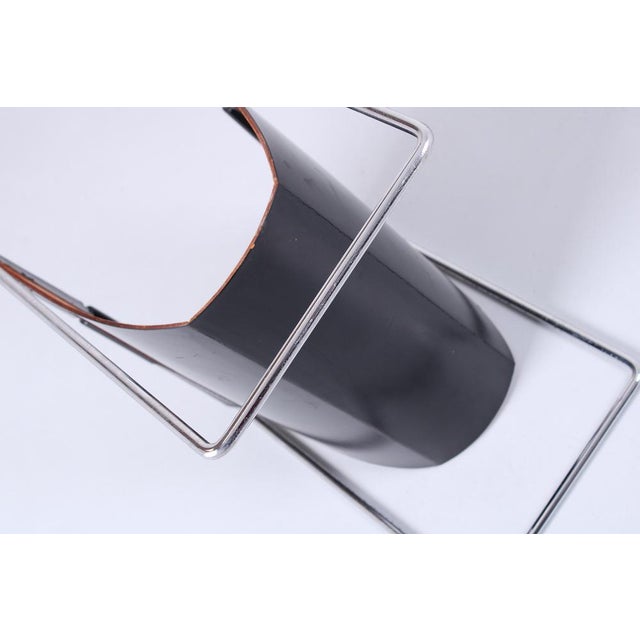 Black Chrome Steel and Black Leather Magazine Rack from Brabantia, 1960s For Sale - Image 8 of 13