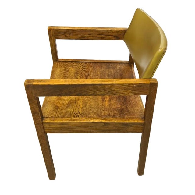 Wood Mid 20th Century A Wonderfull Pair of Historic Gunlocke Company MCM Oak Armchairs For Sale - Image 7 of 16
