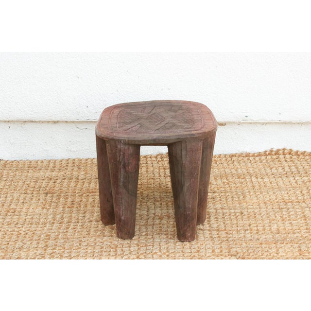 Handcarved Wood Nupe Side Table For Sale - Image 4 of 10