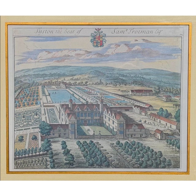 Traditional Antique Hand Colored Architectural Print Syston by Johannes Kip - Trowbridge Collection For Sale - Image 3 of 4