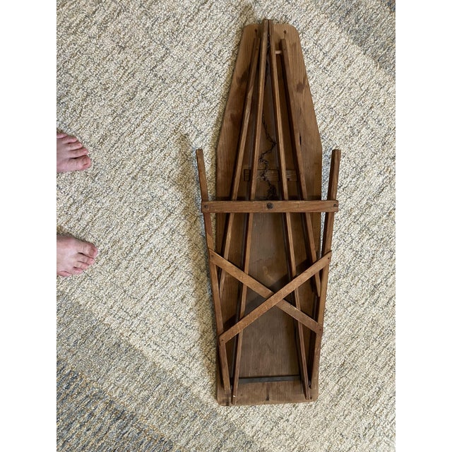 Vintage Wooden Miniature Ironing Board Table – 1930s–1950s Rustic Farmhouse Accent For Sale - Image 9 of 10