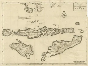 Antique Map of the Banda Islands in Indonesia by Valentijn, 1726