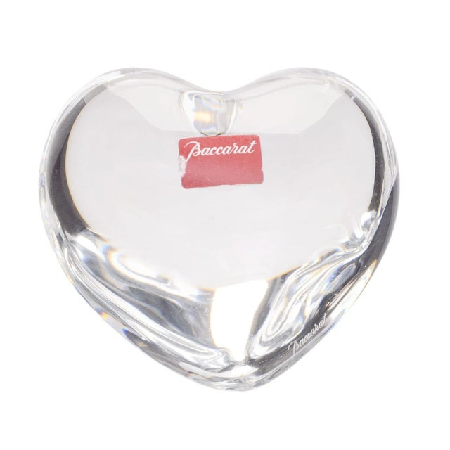 Estate Baccarat crystal heart paperweight. This crystal heart paperweight is signed Baccarat with the original sticker....