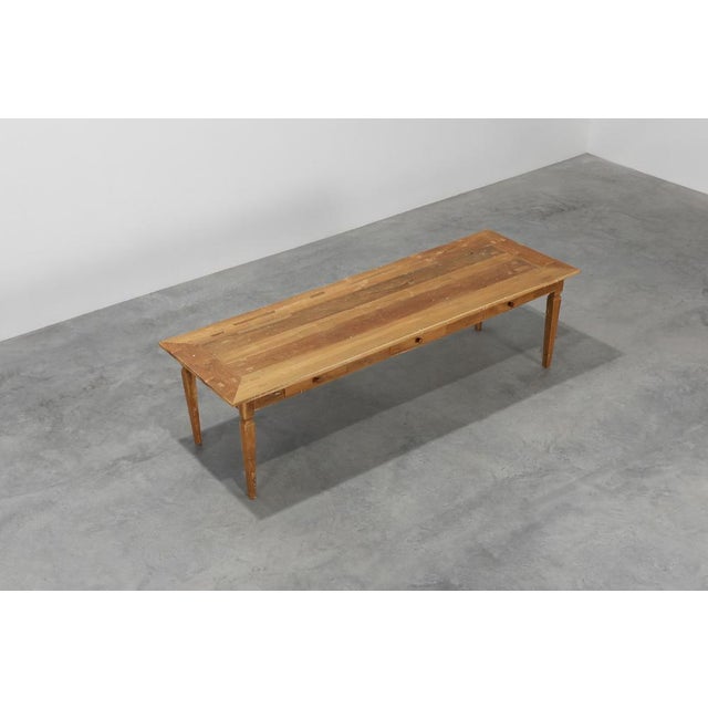Brown Large French Provincial Farm Table in Elm Wood, France, 1850 For Sale - Image 8 of 16