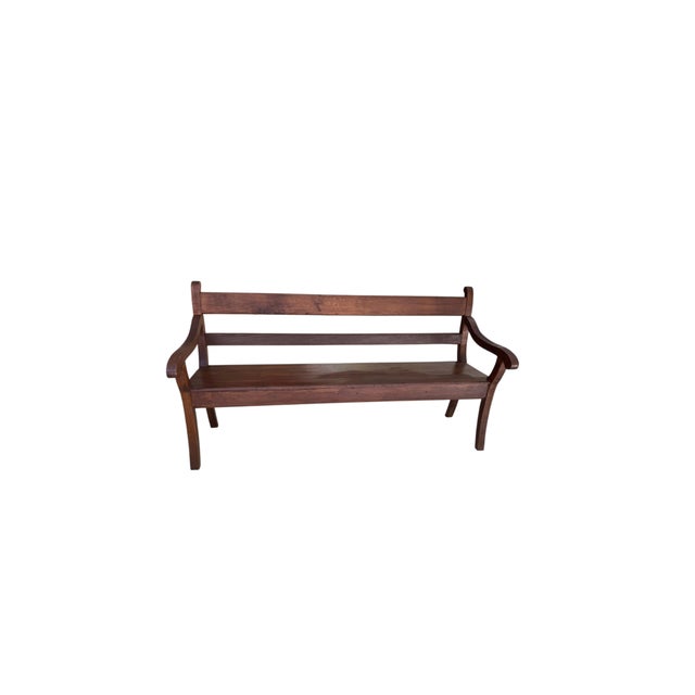 This is a 19th Century Oak English Bench. It is a long substantial hall bench perfect for an entryway or living room. It...