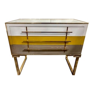 Murano Glass and Brass Designer Multi-Glass Side Table For Sale