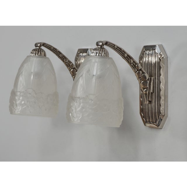 Art Deco French Art Deco Wall Sconces by Hettier & Vincent 1930 France - A Pair For Sale - Image 3 of 13