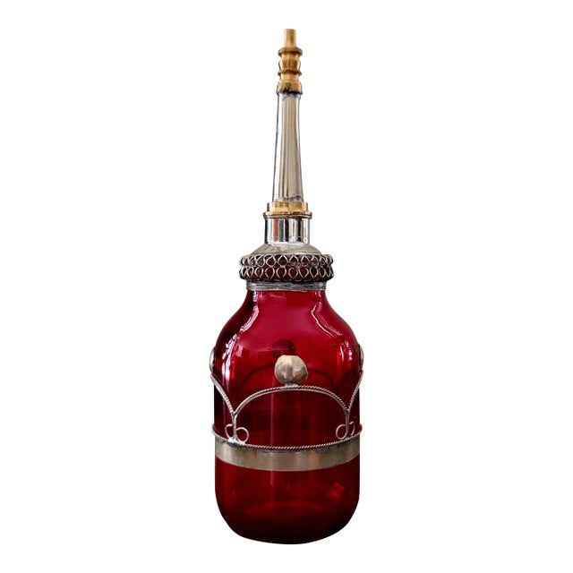 Recycled Vintage Moroccan Perfume Bottle / Red For Sale