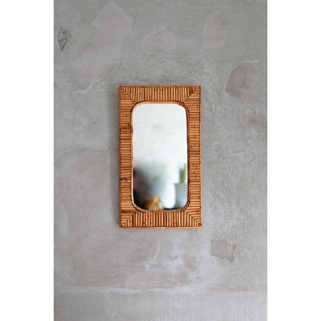 Small Fluted Bamboo Sideboard and Mirror, 1970s, Set of 2 For Sale - Image 3 of 12